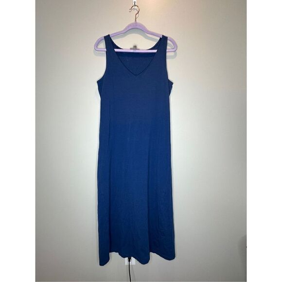 J. Jill Perfect Pima Blue V-Neck Sleeveless Maxi Dress Size Small - Picture 1 of 9